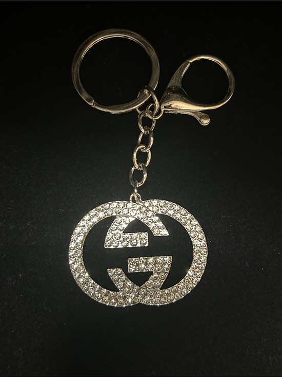 Accessories - Crystal Double-G Pendant Keychain - Silver
